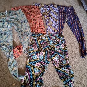 LuLaRoe Colorful Mixed-Print Women’s Leggings - Turquoise, Yellow, Pink, Navy